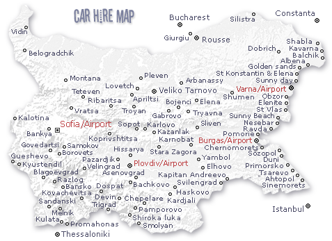 Bulgaria car rental map Bulgaria car rental map