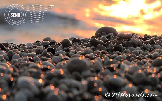 Пляж камни - Закат