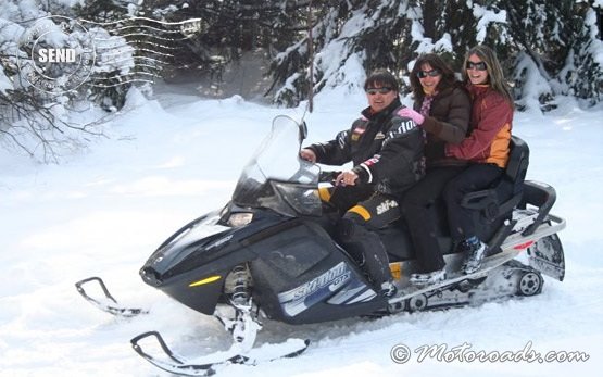 Participants in snowmobile tours in Bulgaria