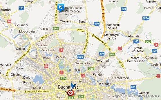 Карта на летище Отопени в Букурещ