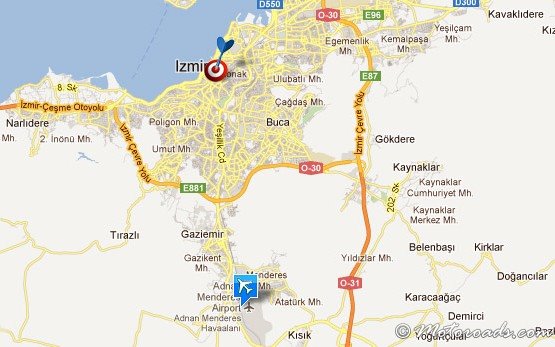Измир аеропорт - карта
