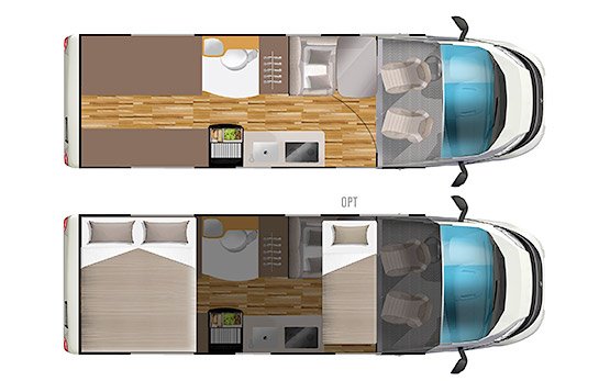 Laika Kosmo 6.0 alquiler de furgoneta camper -  camas para dormir