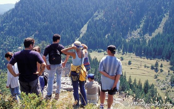 Tourists above Trigrad Village